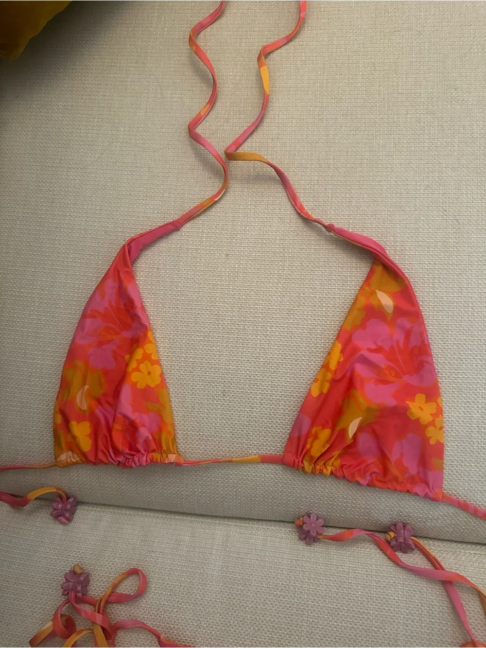Beach Riot Floral Pink Orange String Bikini Set